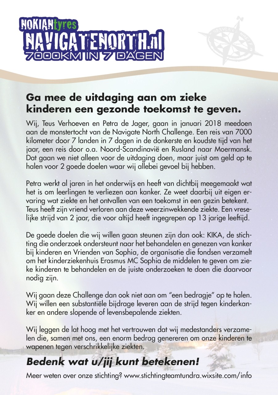 Team Tundra | Nieuw Lekkerland | Navigate North | Flyer achterkant