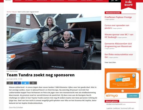 Artikel 2017 | De Vonk | Team Tundra zoekt nog sponsoren