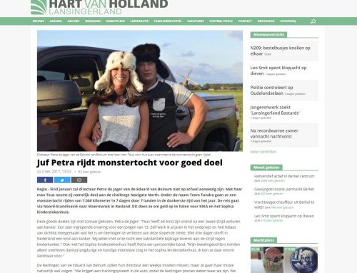 Artikel 2017 | Hart van Holland | Juf Petra rijdt monstertocht voor goed doel